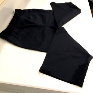 SIZE 10 dark black W LACE SLITS BOTTOM OF LEGS. A QVC PANT CROPPED. Just PULL UP